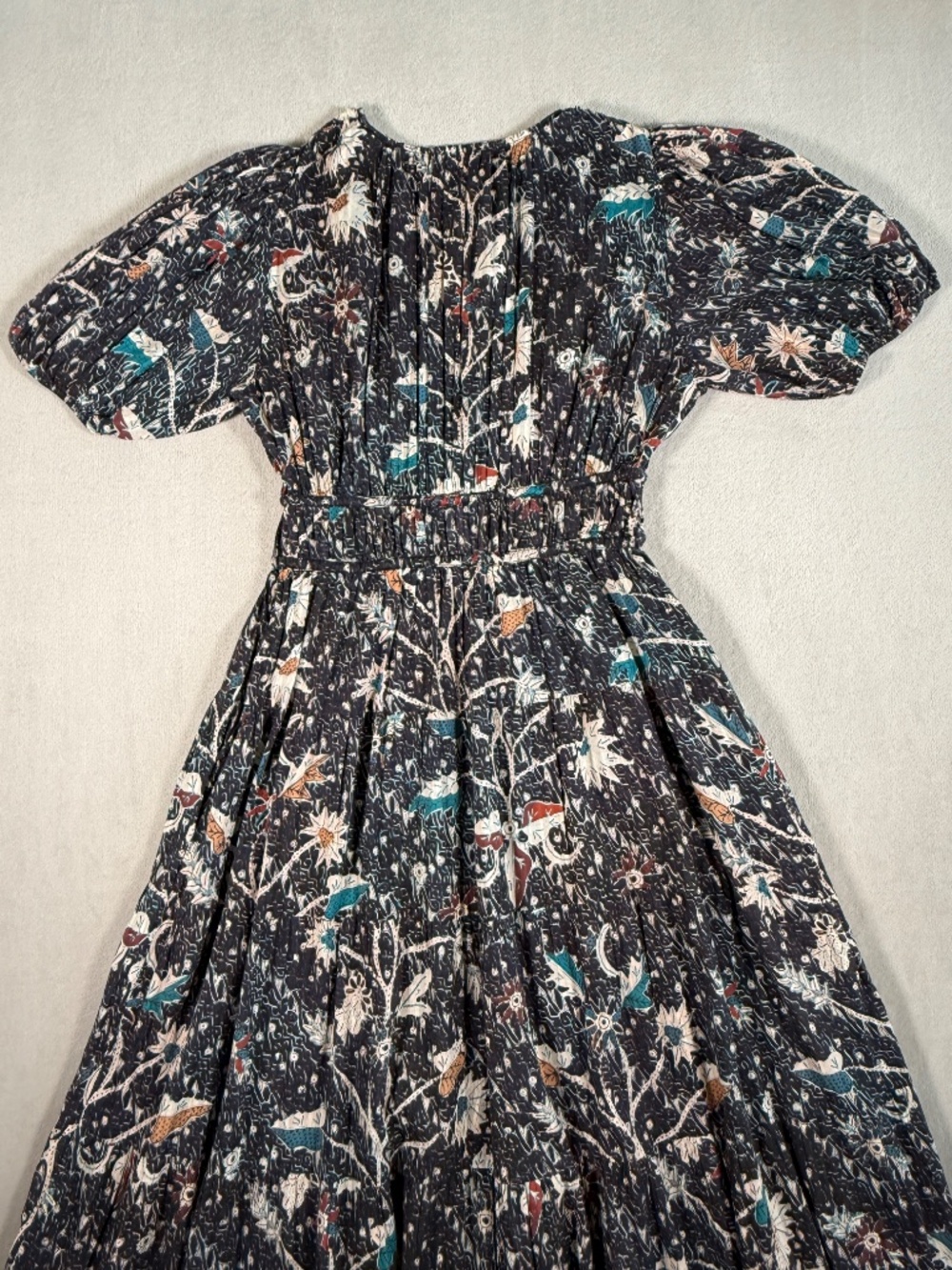 Ulla Johnson Dress Womens 6 Twilight Navy Floral Thelma Puff Sleeve Midi NWT - Picture 6 of 15